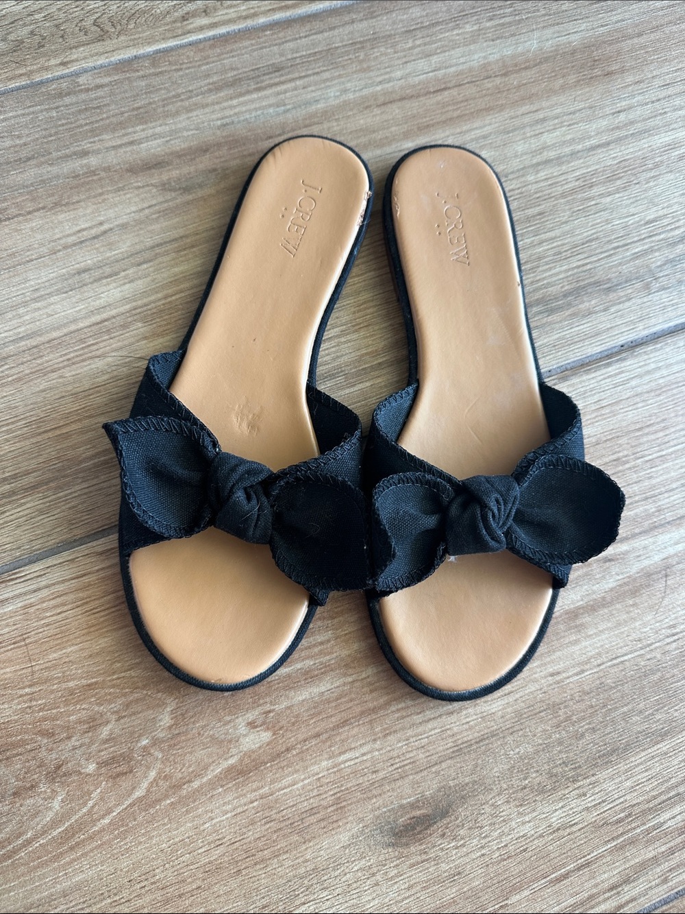 J. Crew Black Bow Slip-On Mules